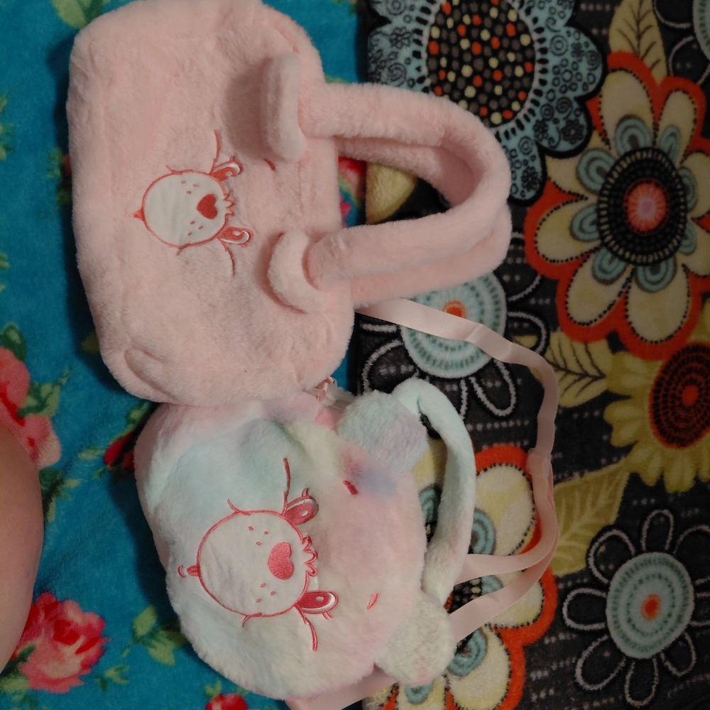 Cute Pink and Multicolor Plush Bags